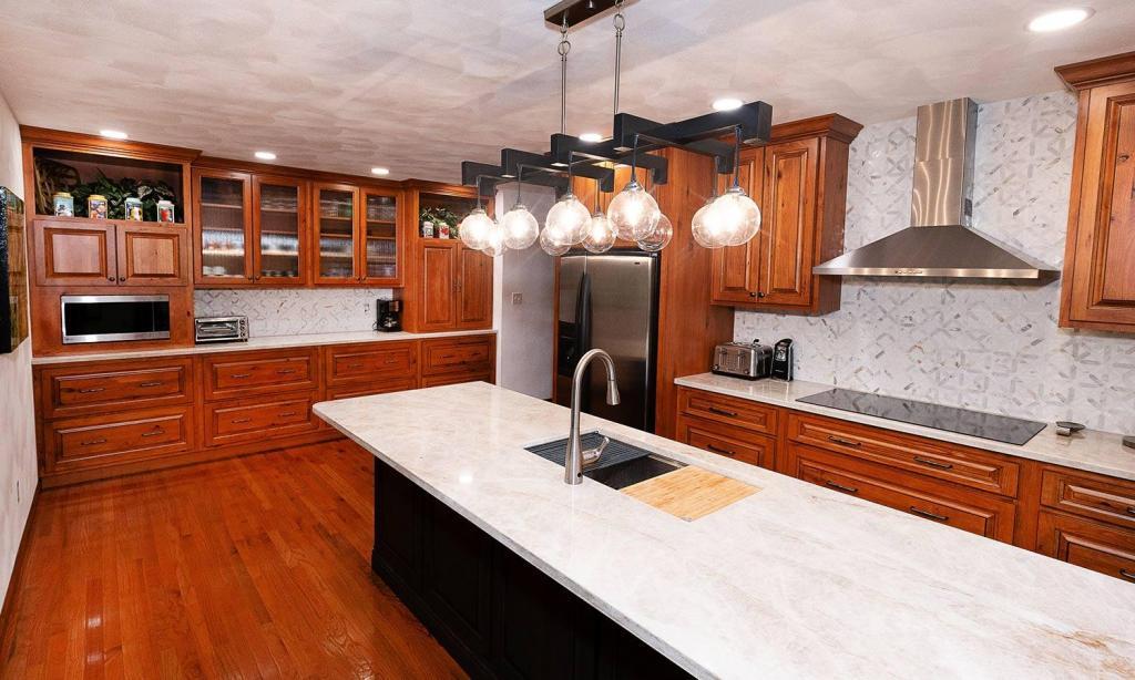 kitchen with wood cabinets