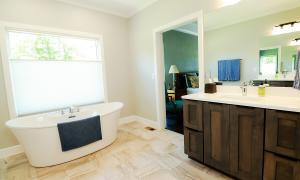 modern bathroom with free standing tub