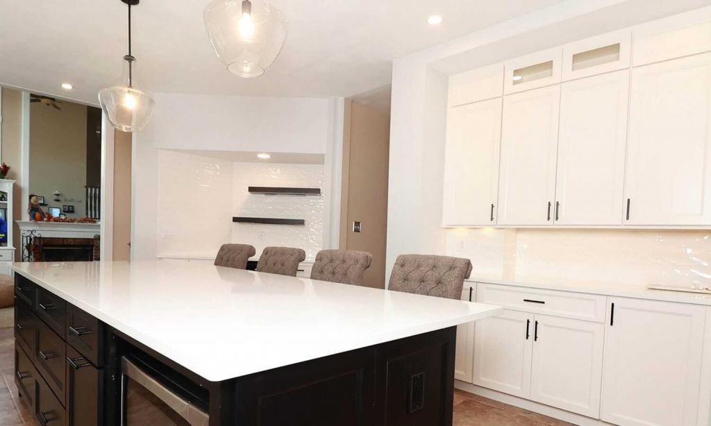 modern kitchen with wood floor
