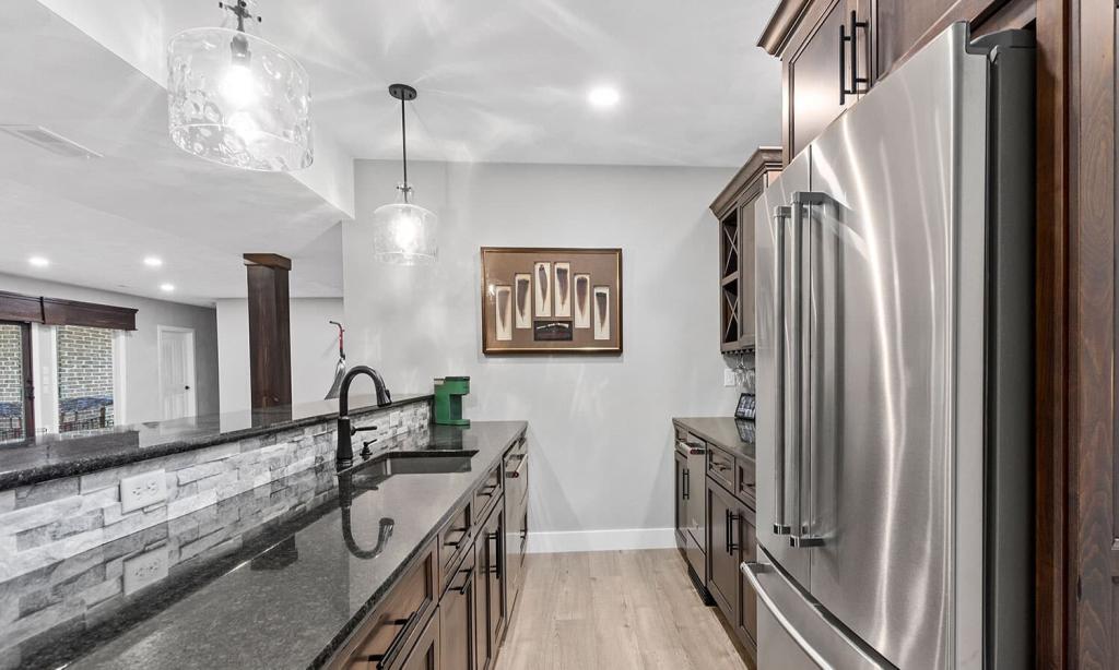 basement bar with wet bar